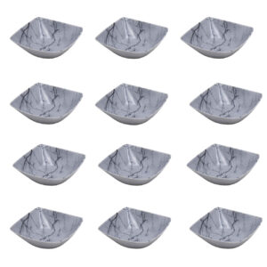 Duurzame melamine kom set van 12 – wit marmerontwerp