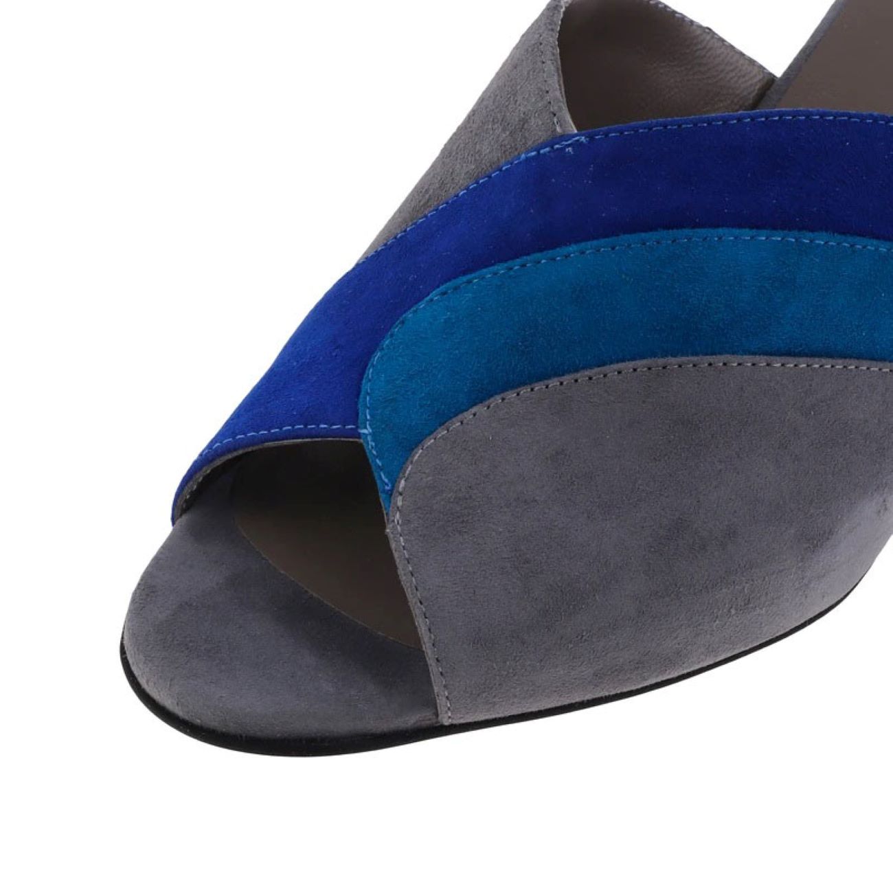Elegante lichtgrijze suede sandalen met open teen