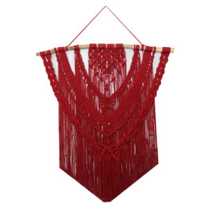 Elegante macramé wandhanger met bladpatroon