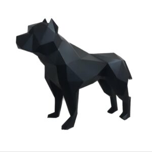 Geometrisch Pitbull Kubisme Beeld – Handgemaakt Moderne Kunst
