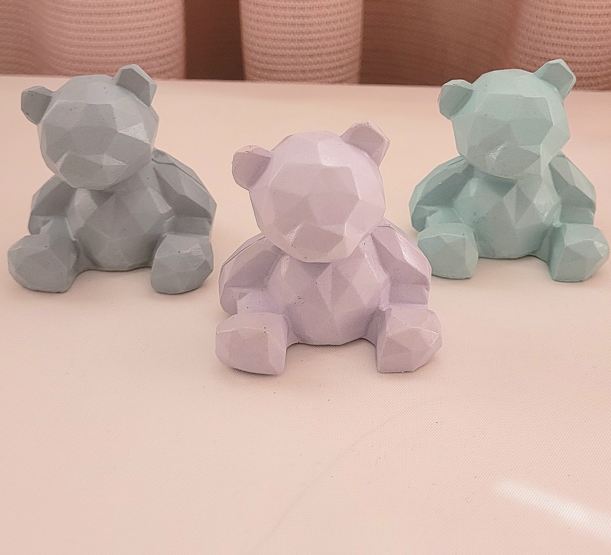 Geometrisch Teddybeer Kubisme Beeld – Artistiek Decor Idee (Set van 2)