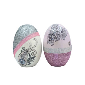Haft-Sin Beschilderd Ei voor Nowruz – Bloemen & Paisley (Set van 2)