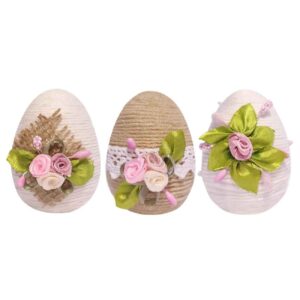 Haft-Sin Beschilderd Ei voor Nowruz – Aardewerk met Bloemen (Set van 3)