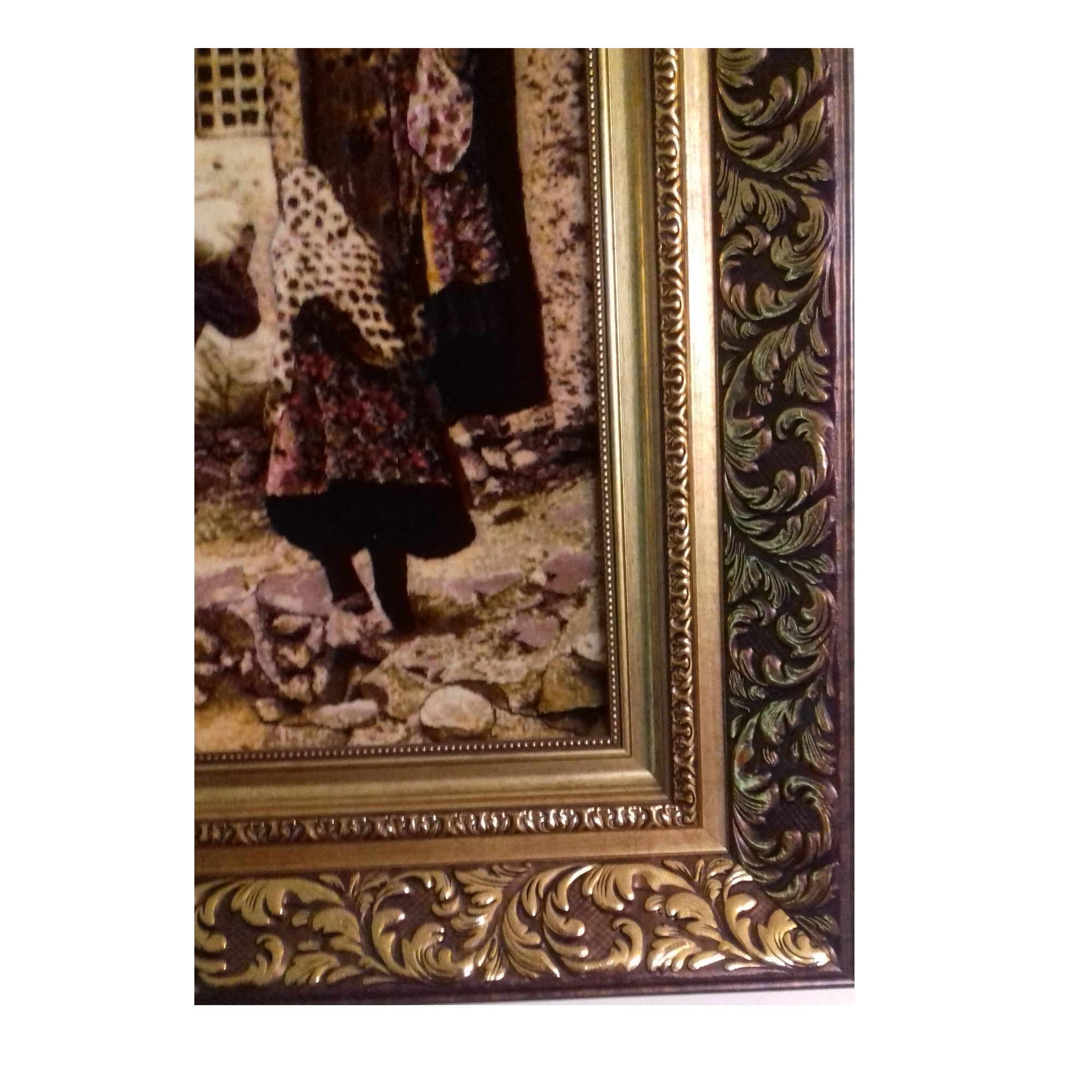 Handgeknoopte Perzische Wandtapijt uit Tabriz – Tijdloze Kunst Geïnspireerd door Abyaneh Dorp
