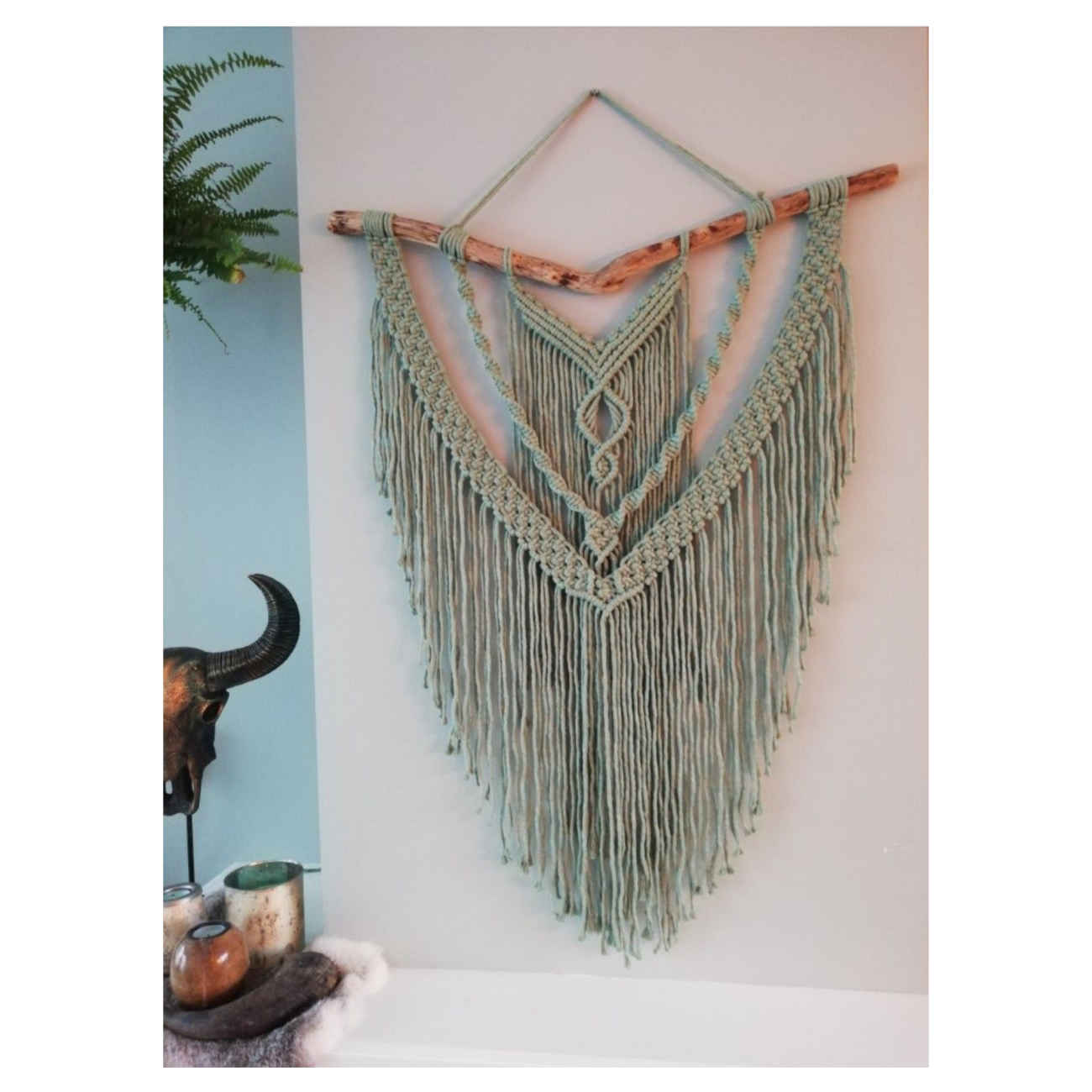 Handgemaakte Macramé Wanddecoratie – Bohemien Blad