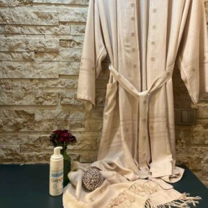 Handgemaakte Perzische Badjas – 100% Katoen Cream