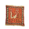 Oranje Pauw Kilim Onderzitter – Handgeweven Wollen Vierkant, Vogelpatroon