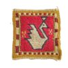 Magenta Zwaan Kilim Onderzitter – Handgeweven Wollen Vierkant, Boho Vogeldesign