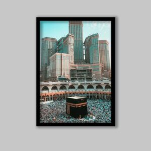 Islamitische Canvas Kunst van Kaaba – Heilige Elegantie, De Kaaba in Lijst