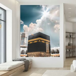 Islamitische Canvas Wandkunst van Kaaba – Prachtige Kaaba op een Zonnige Heldere Dag
