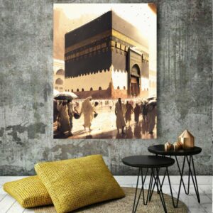 Islamitische Canvas Wandkunst van Kaaba – Het Hart van Mekka