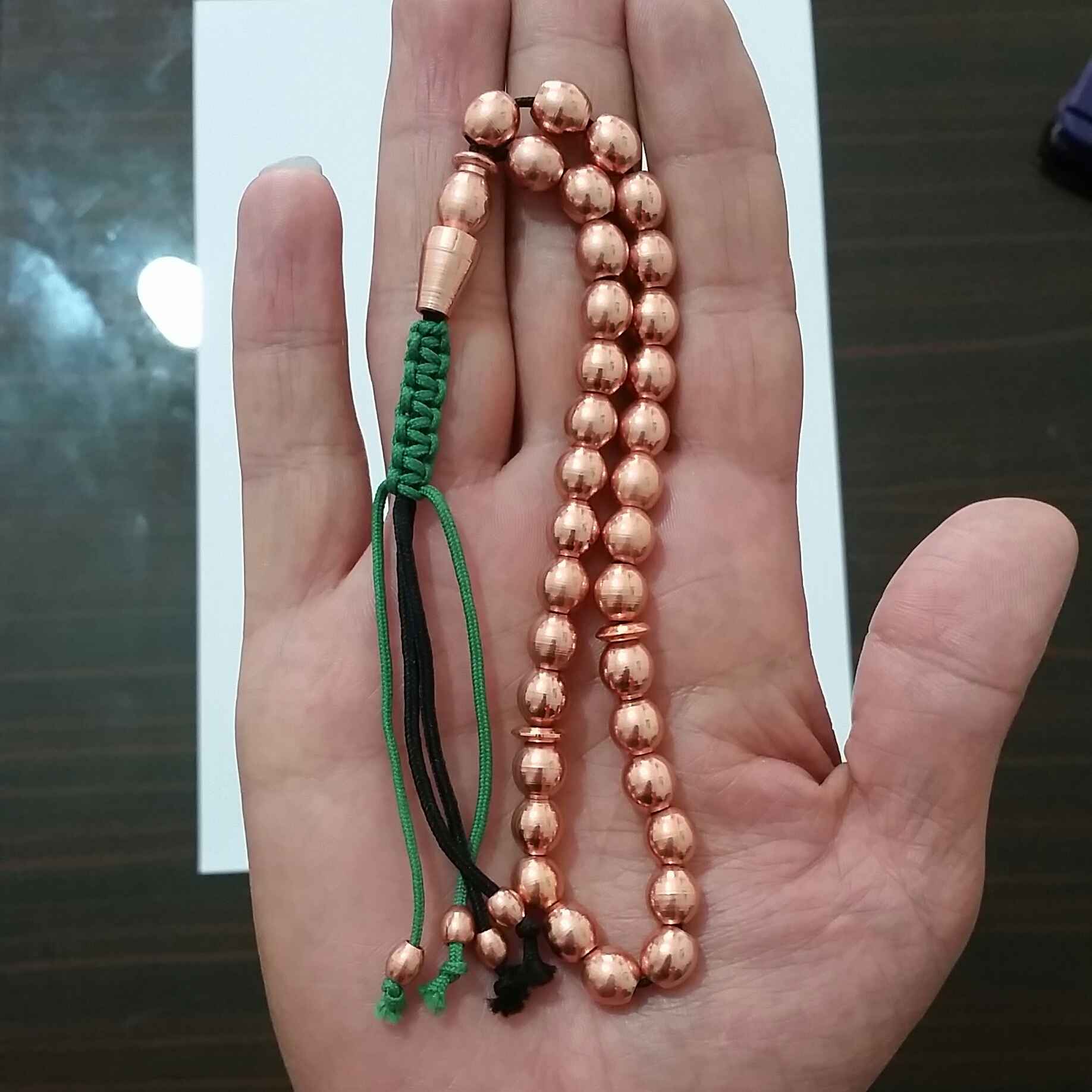 Islamitische Rozenkrans Gemaakt van Koper 33 Gebedskralen Tasbih Misbaha