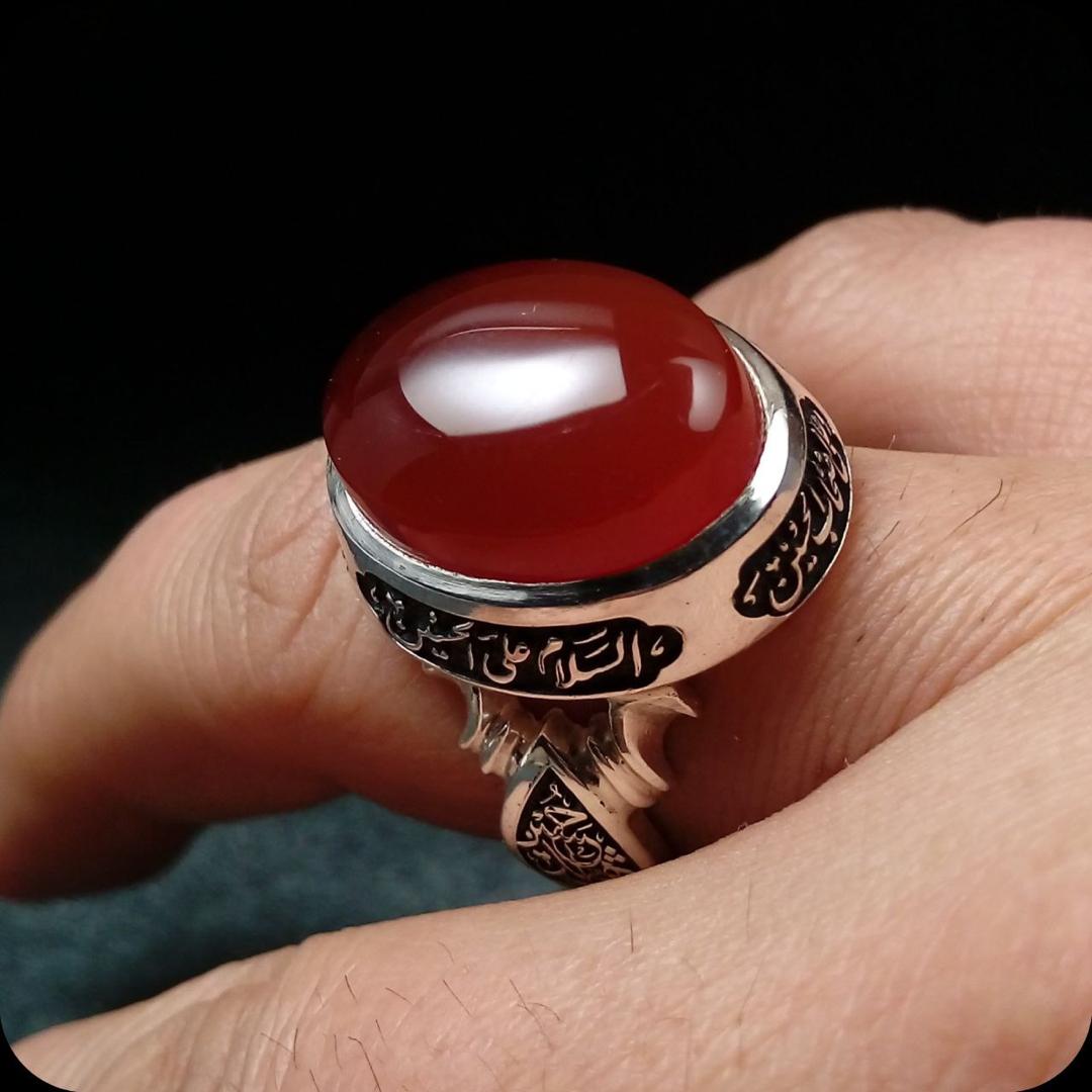 Islamitische Jemenitische Aqeeq Zilveren Ring voor Heren – Authentiek Islamitisch Ontwerp