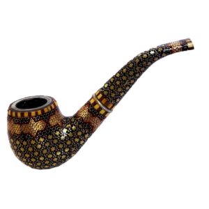 Perzische Houten Pennendoos – Gele Khatam vogel & bloem