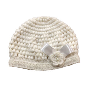 Gebreide Babymuts – Cream Bloem