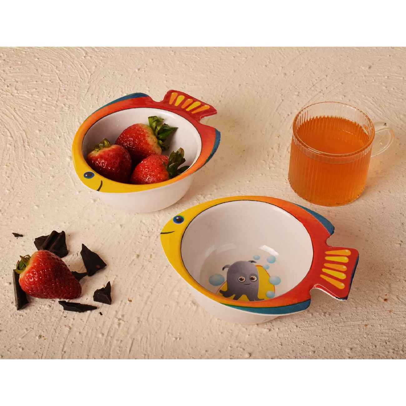 Lichtgewicht Melamine Kom – Voor Jouw Baby met Vis Ontwerp, Set van 2