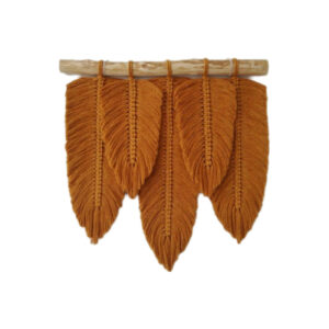 Macramé Wanddecoratie Wandtapijt Kunst – Boheems met Blad Ontwerp
