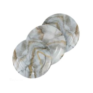 Melamine Bordenset Grijs Marmer – Vaatwasserbestendig (Set van 18)