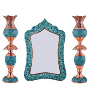 Koperen Spiegel met Turkoois – Woondecoratie