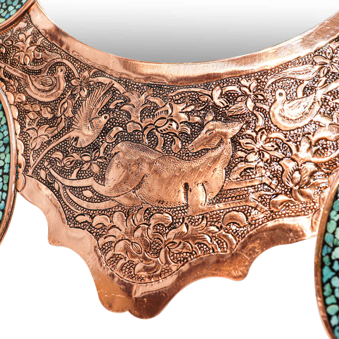 Koperen Spiegelset – Bloemenpaisley & Turkoois