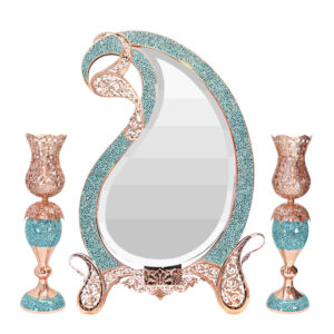 Koperen Spiegelset – Paisley & Turkooisinleg