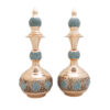 Perzische Decoratieve Koperen Set - Fles & Chocoladekom Turkoois