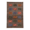 Handgeknoopt Perzisch Kheshti Gabbeh tapijt met dierenmotieven - Bruin, Wol