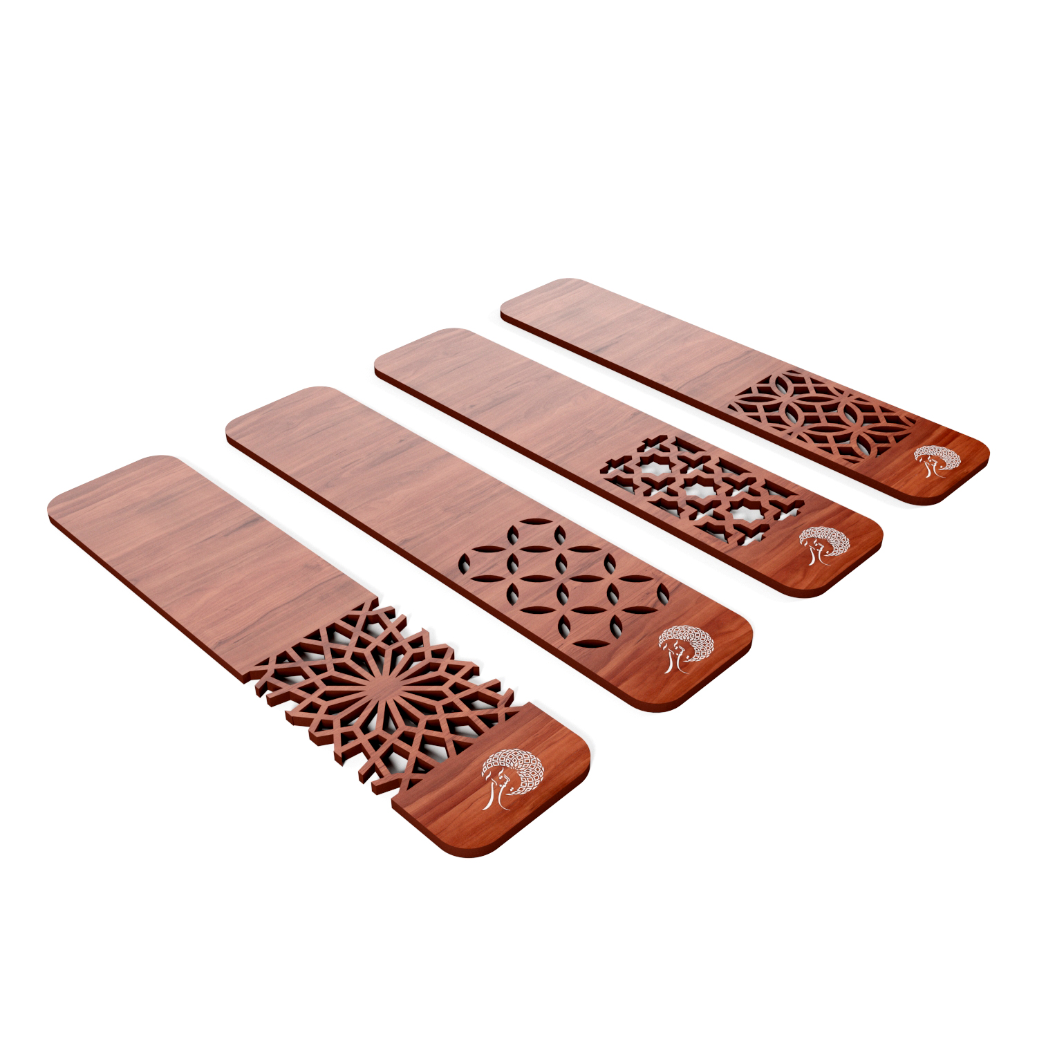 Perzisch Geïnspireerde Houten Bladwijzers – Set van 4