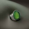 Perzische Heren Zilveren Ring met Agaat & Speerpunt Ontwerp in Groene Edelsteen