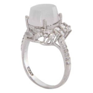 Perzische Damesring Zilver – Jemenitische Agaat & Diamantzetting