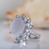 Perzische Damesring Zilver - Jemenitische Agaat & Diamantzetting