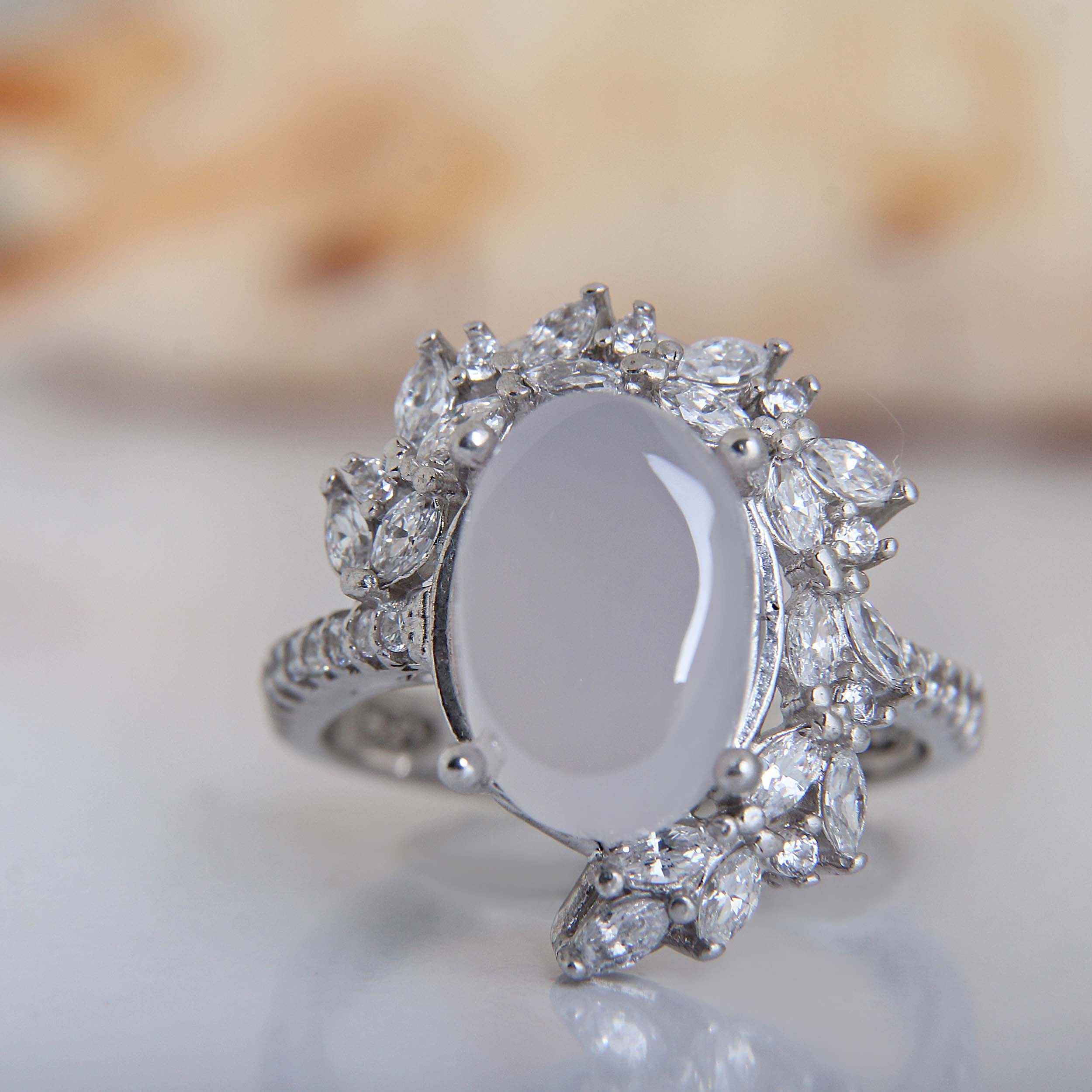 Perzische Damesring Zilver – Jemenitische Agaat & Diamantzetting