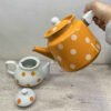 Porseleinen Dubbel Theepot Set – Perfect als Geschenk, Duurzaam met Polkadot Ontwerp
