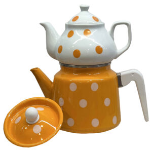 Porseleinen Dubbel Theepot Set – Perfect als Geschenk, Duurzaam met Polkadot Ontwerp