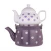 Porseleinen Dubbel Theepot Set – Geschikt voor Thee, Duurzaam met Polkadot Ontwerp