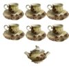 Victoriaans 13-delig Porseleinen Theeservies in Elegante Bloemencollectie Prestige Model