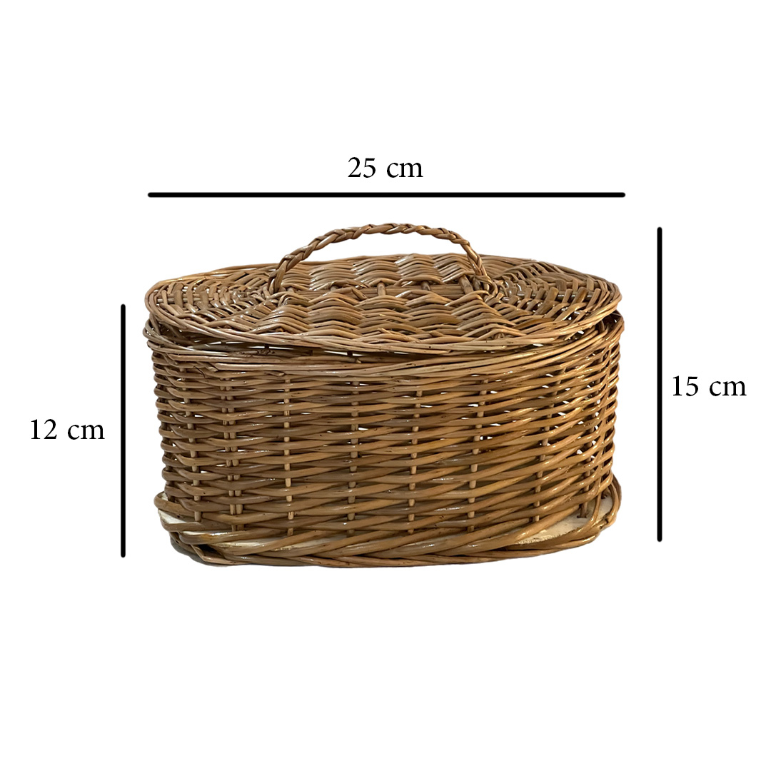 Gevlochten Mand Handgeweven met Deksel – Bruin