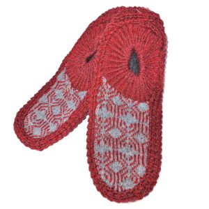 Dames Gehaakte Sloffen – Geschikt voor de Winter met Geometrisch Ontwerp in Rood