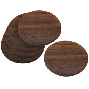Houten Onderzetters met Houder – Boomstam Ontwerp (6 Stuks)