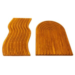 Houten Serveer- & Snijplank – Golf Model (Set van 2)
