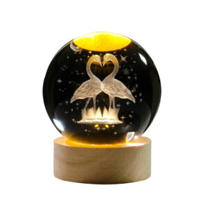 3D Kristallen Bol Nachtlamp Flamingo Fantasie Gloeiende LED Lamp