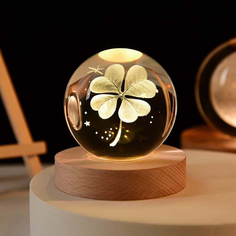 3D Kristallen Bol Nachtlamp in Bloemontwerp Fantasie Gloeiende LED Lamp