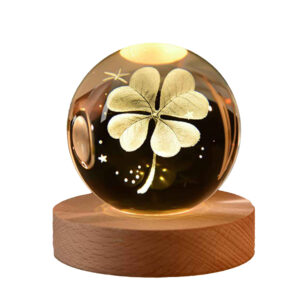 3D Kristallen Bol Nachtlamp in Bloemontwerp Fantasie Gloeiende LED Lamp