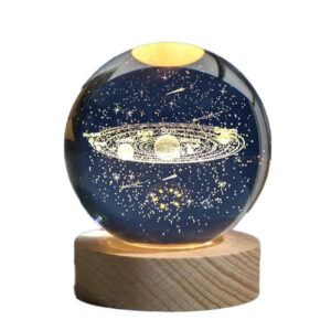 3D Kristallen Bol Nachtlamp in Zonnestelsel Ontwerp – Fantasie Gloeiende LED Lamp
