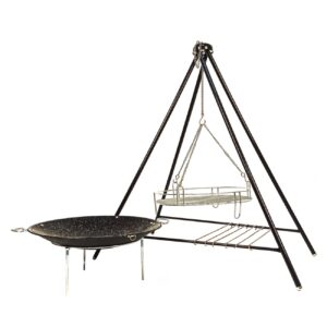 Ketel Kampvuur Kookset met Driepoot, Grillplaats met Pan – Ultieme Outdoor Kookset 3-Delig