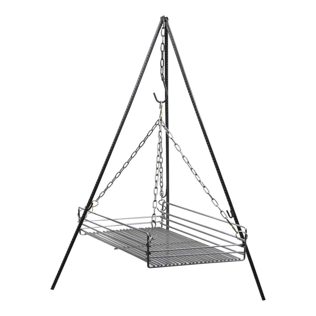 Ketel Kampvuur Kookset met Driepoot, Grill, Pan & Ketel – Complete Outdoor Kookuitrusting, 4-Delig