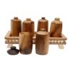 6-Delige Houten Kruidenrek Set met Standaard – Keukenorganizer