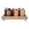 6-Delige Houten Kruidenrek Set met Standaard – Keukenorganizer