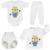 Minions Baby Kleding Set - Katoen - Wit/Geel