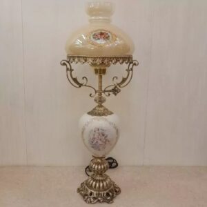 Bronzen & Keramische Tafellamp – Klassiek Wit